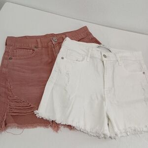 2 Pair Women's Denim High Rise Cut-off Shorts